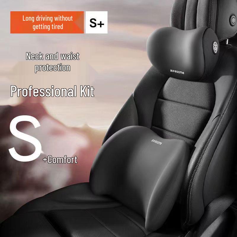 Memory Foam Car Seat Lumbar & Neck Support Pillow Set