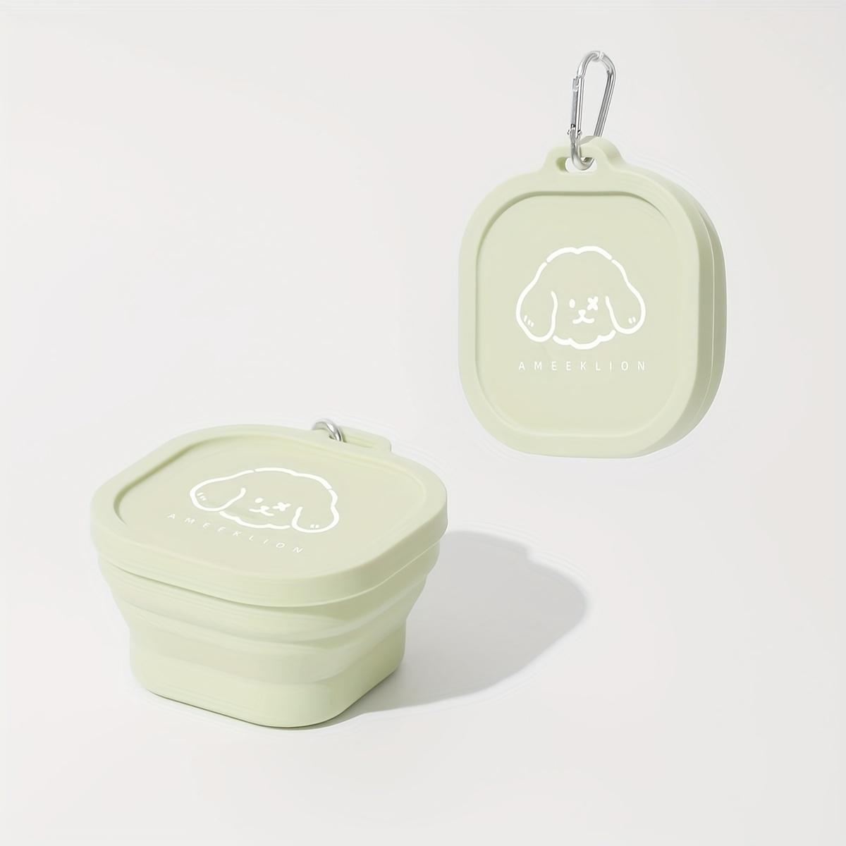 

1pc 400ml Foldable Pet Bowl with Lid Leakproof Travel Dog Bowl for Outdoor Camping/Hiking Collapsible Food Water Dish зелёный