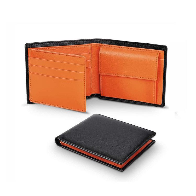 

Men s Genuine Leather RFID Slim Wallet, Multi-card Holder with Coin Pocket, Fashionable Color Block Design помаранчевий