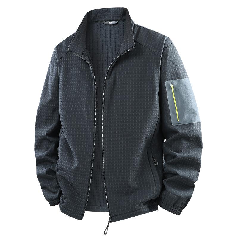 

Осенне-зимняя клетчатая флисовая куртка, мужская куртка-кардиган со стойкой, теплая осенне-зимняя куртка XL серый