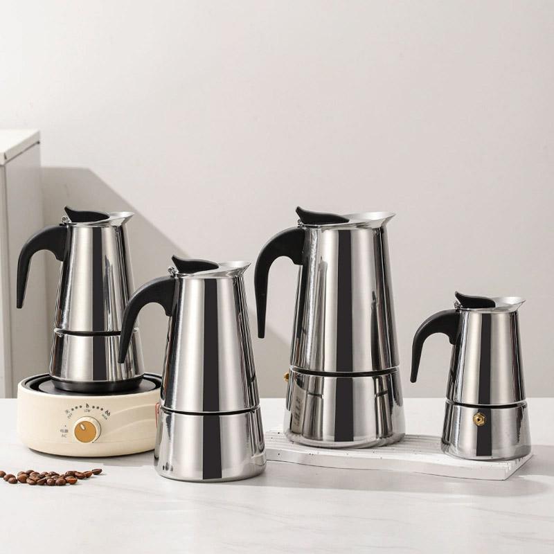 2/4/6/9/12 Cups Coffee Pot Mocha Espresso Latte Stovetop Filter Stainless Steel For Kitchen Moka Coffee Maker Coffee Maker Pot