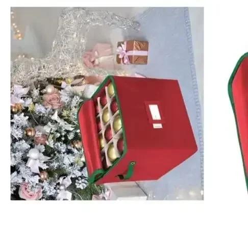 1PC Christmas Bauble Storage Box With Dividers 64-Grid Xmas Storage With Zippered For Christmas Ball Storage Home Decoration
