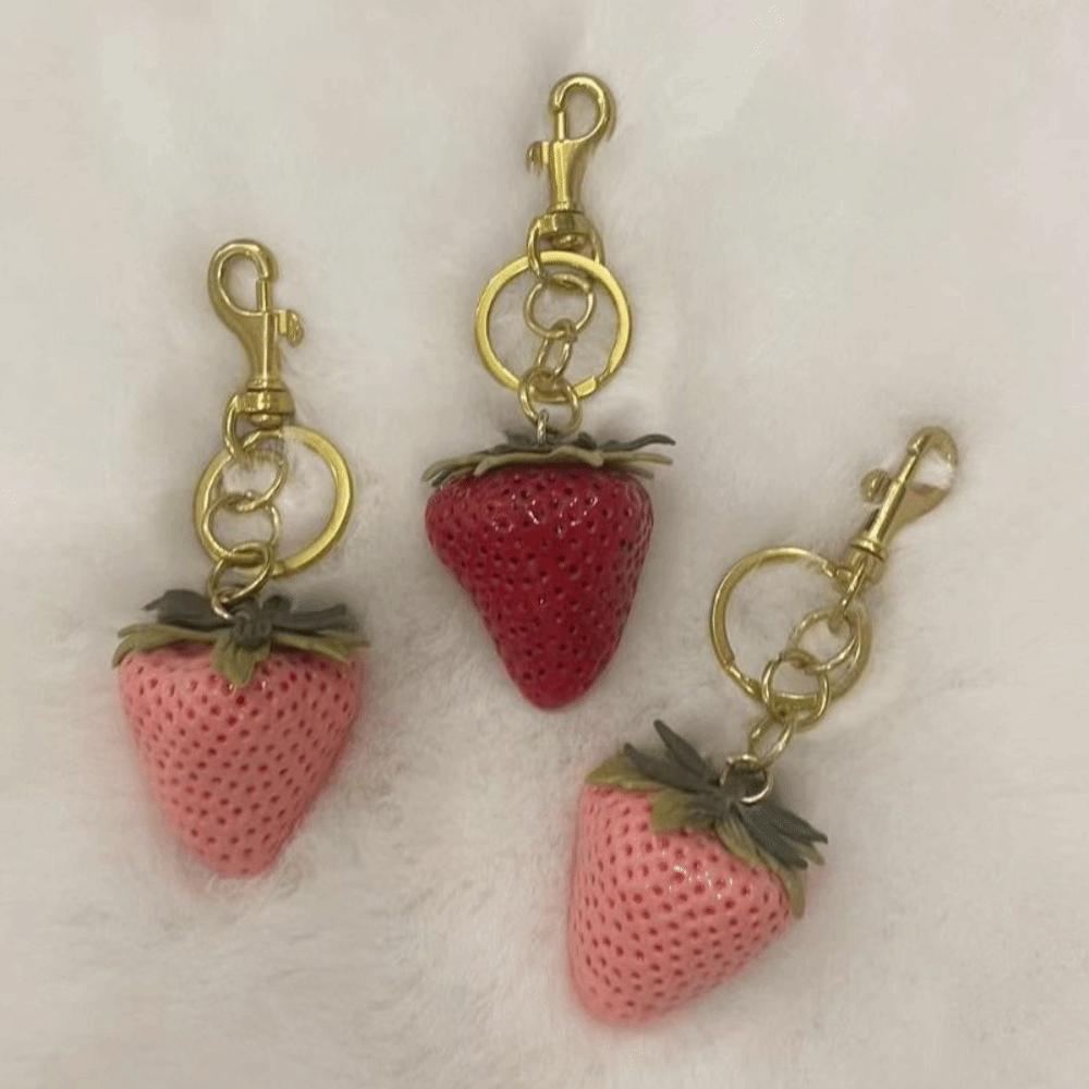 DIY Strawberry Keychain Elegant Bag Pendant Bag Accessories Fruit Bag Charm Key Ring