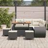 9 Piece Garden Sofa Set with Cushions Black and Cream Poly Rattan