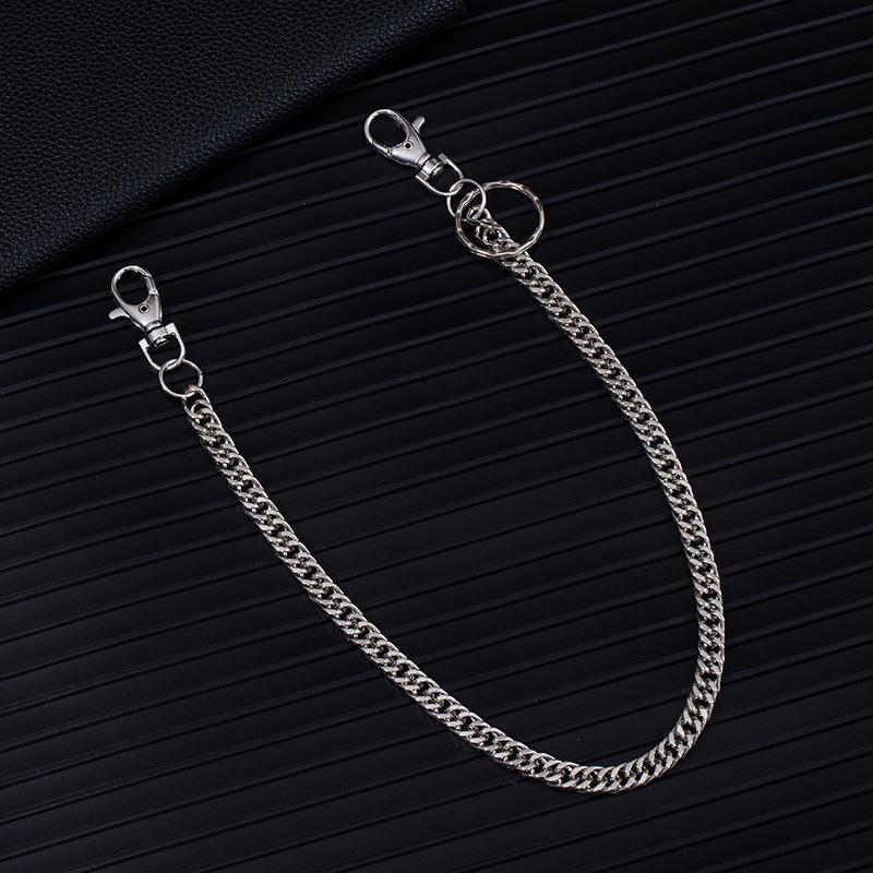 American Retro Bright Silver Metal Single Layer Jeans Chain Hip Hop Punk Style Waist Chain Men And Women Trendy Cool Personality Waist Accessories