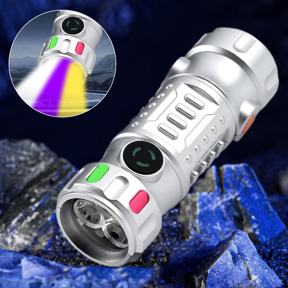 Multi-functional Mini Keychain Flashlight LED Rechargeable Torch Portable USB Charging Camping Flashlight 3 Colors