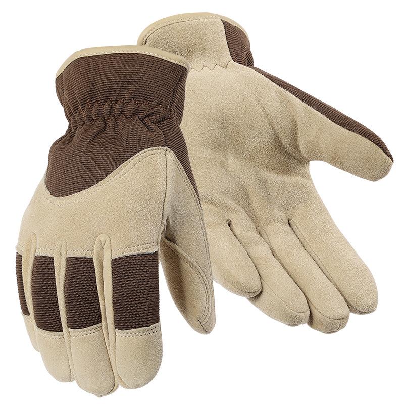 Winter Deer Leather Warm Gloves Plus Velvet Thickened Anti Slip Wear Resistant Outdoor Shovel Cold Storage Cold Protection Work Gloves