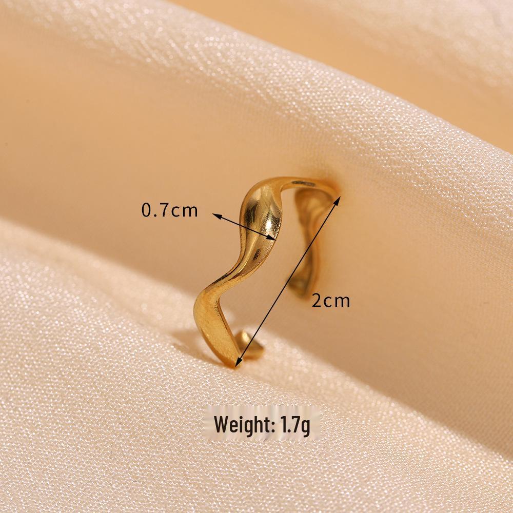 Adjustable Minimalist Geometric Open Stainless Steel Women's Ring - Gold-Plated, Hydraulic Vacuum Finish