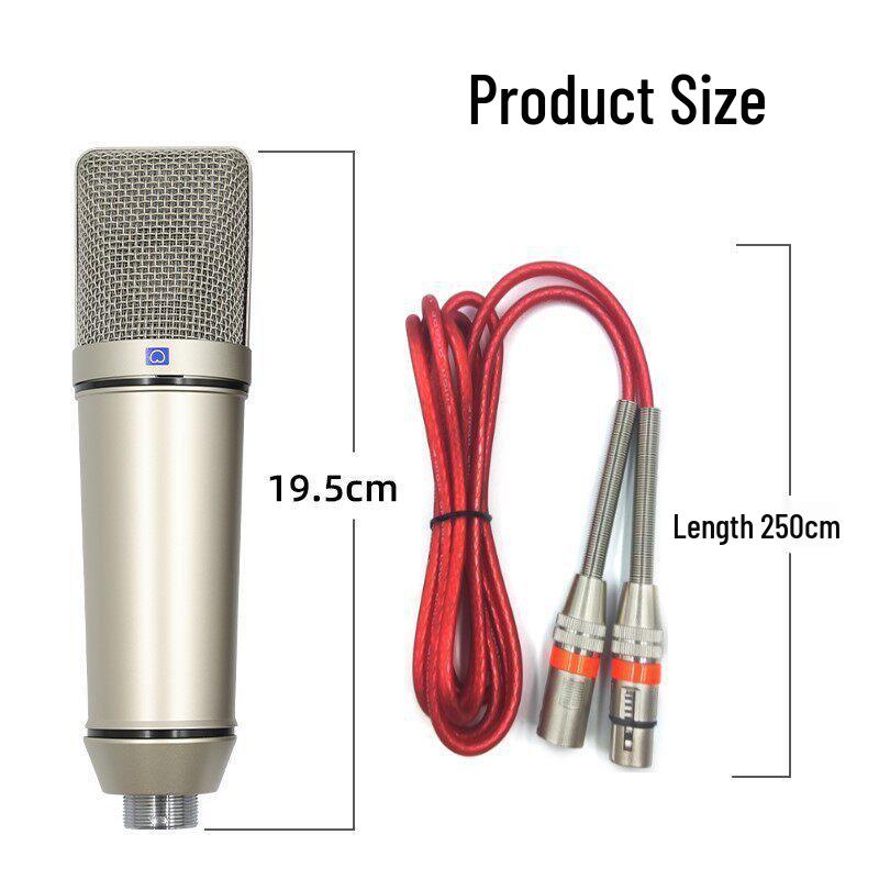 U87 Large Diaphragm 48V Condenser Microphone for Recording, Conferences, Singing, and Live Broadcasts - All-Metal Design