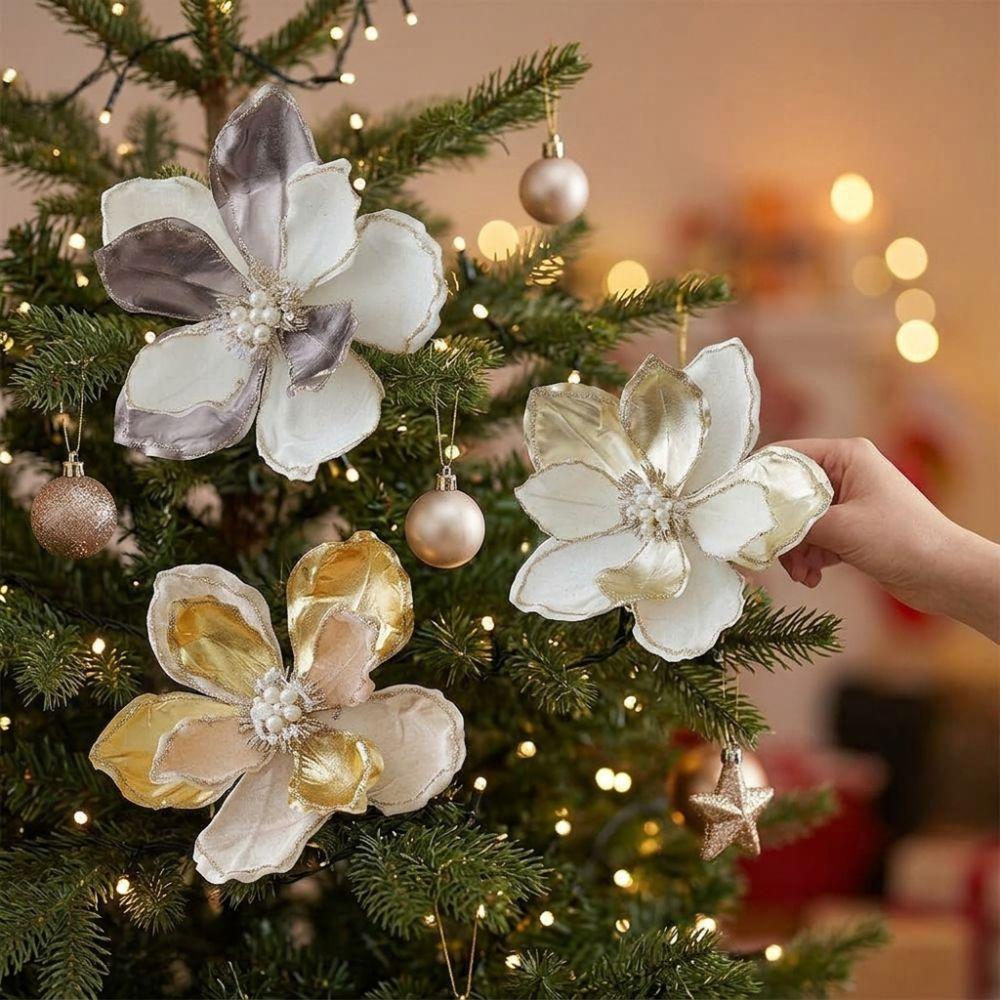 Realistic Artificial Christmas Poinsettia Handmade Holiday Xmas Flower Decor Christmas Party