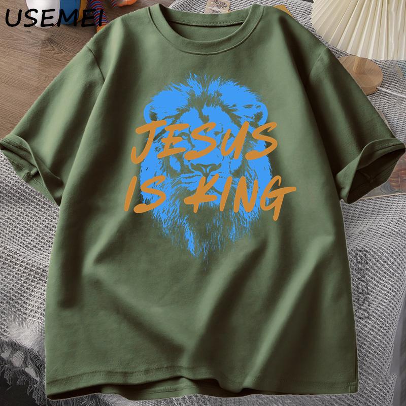 Jesus Is King Christian T Shirt for Unisex Women Faith Streetwear Tee Shirt Religious Bible Verse Tshirt Cotton Short Sleeve Tees