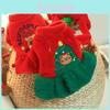 Elegante Vestido de Natal Vermelho Estilo Princesa para Cachorro com Urso Árvore de Natal Fofo