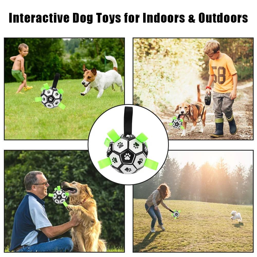 Interactive Dog Soccer Toy with A Grip Ring Durable Water Ball for Dogs Dog Chasing and Playing Toy Without Battery