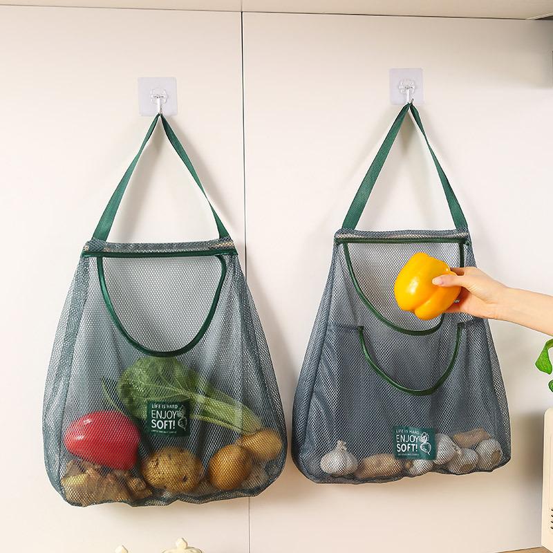 1Pc Portable Hanging Mesh Storage Bag Multi-Purpose Breathable Kitchen Fruit And Vegetable Hanging Bags