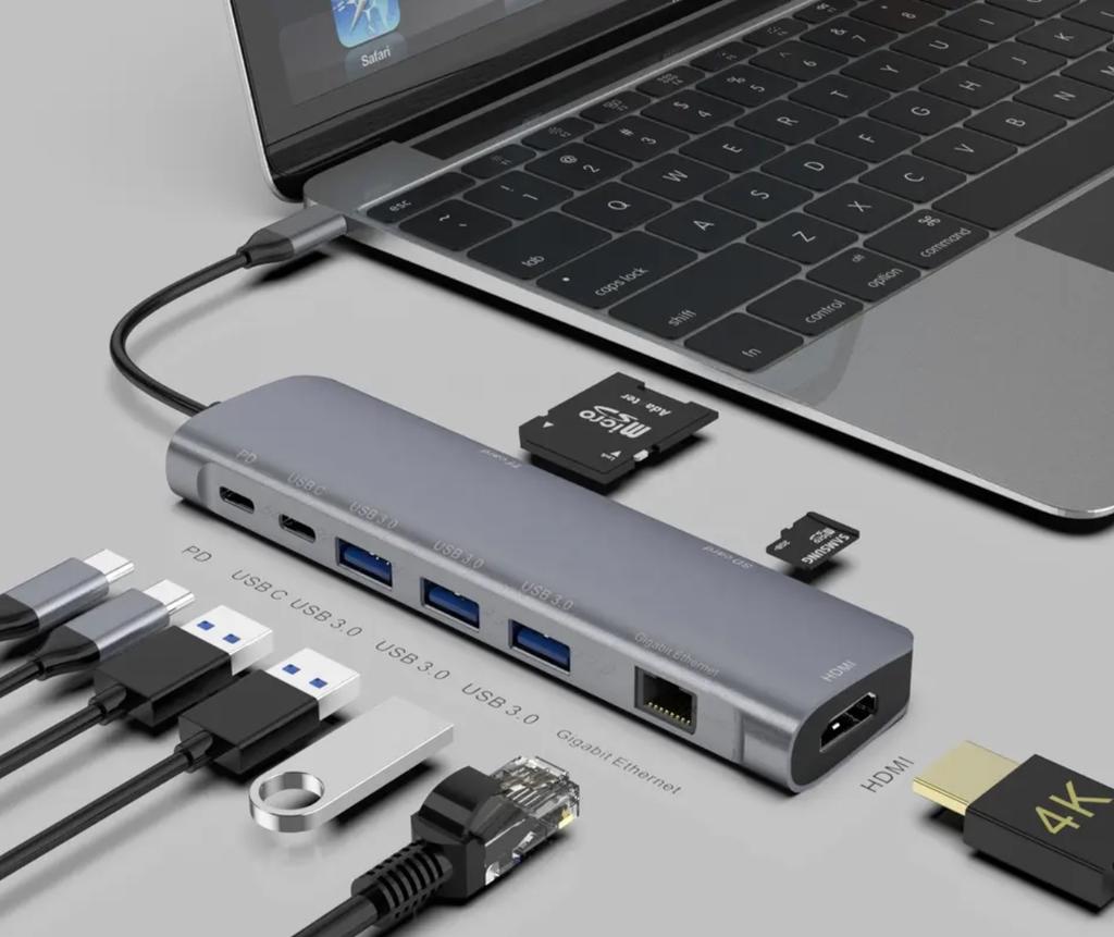 HUB USB-C HDMI 4k LAN RJ45 Gigabit PD 100W USB 3.0 Adapter