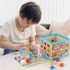 Large Wooden Multifunctional Educational Bead Box For Kids With Shape Sorting And Sensory Play Features