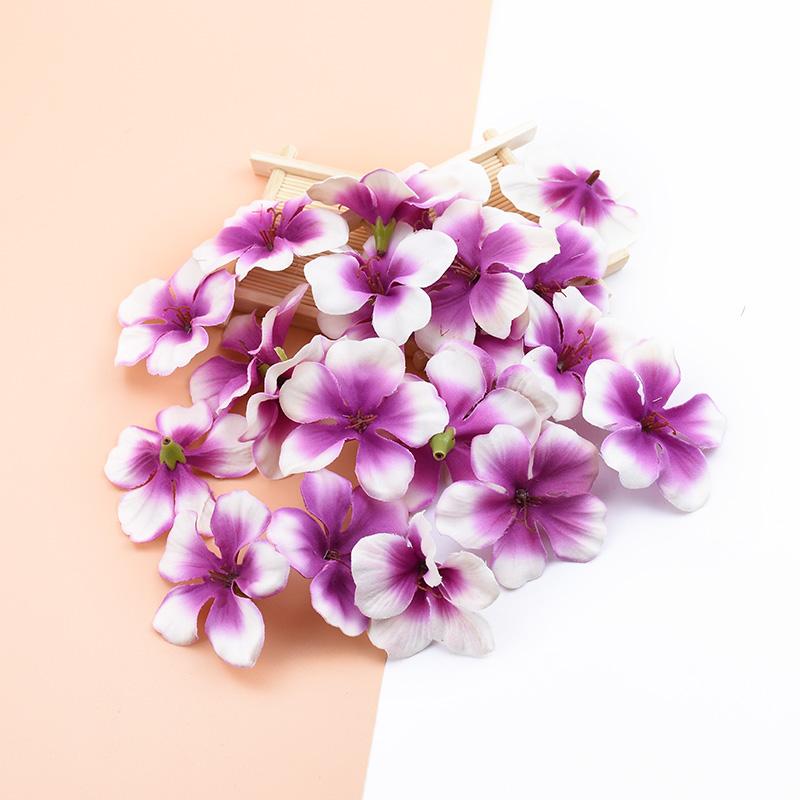 50/100PCS Artificial Flowers Silk Orchid Head Fake Cherry Flower Wall Wedding Home Decor Scrapbook Diy Gifts Candy Boxes Bouquet