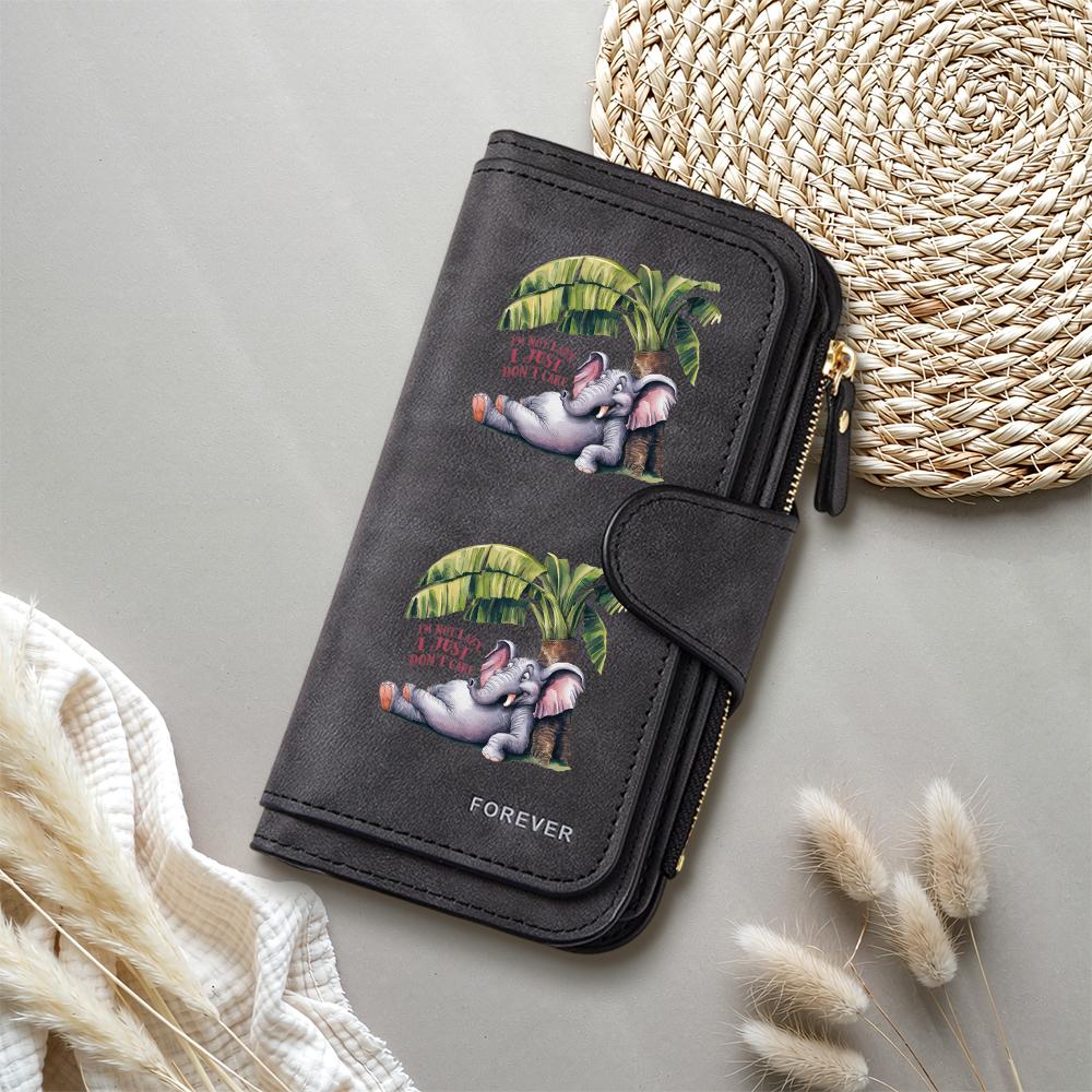 Cute Elephant Printed Long Wallet Fashion Casual Large Capacity Card Holder Purse