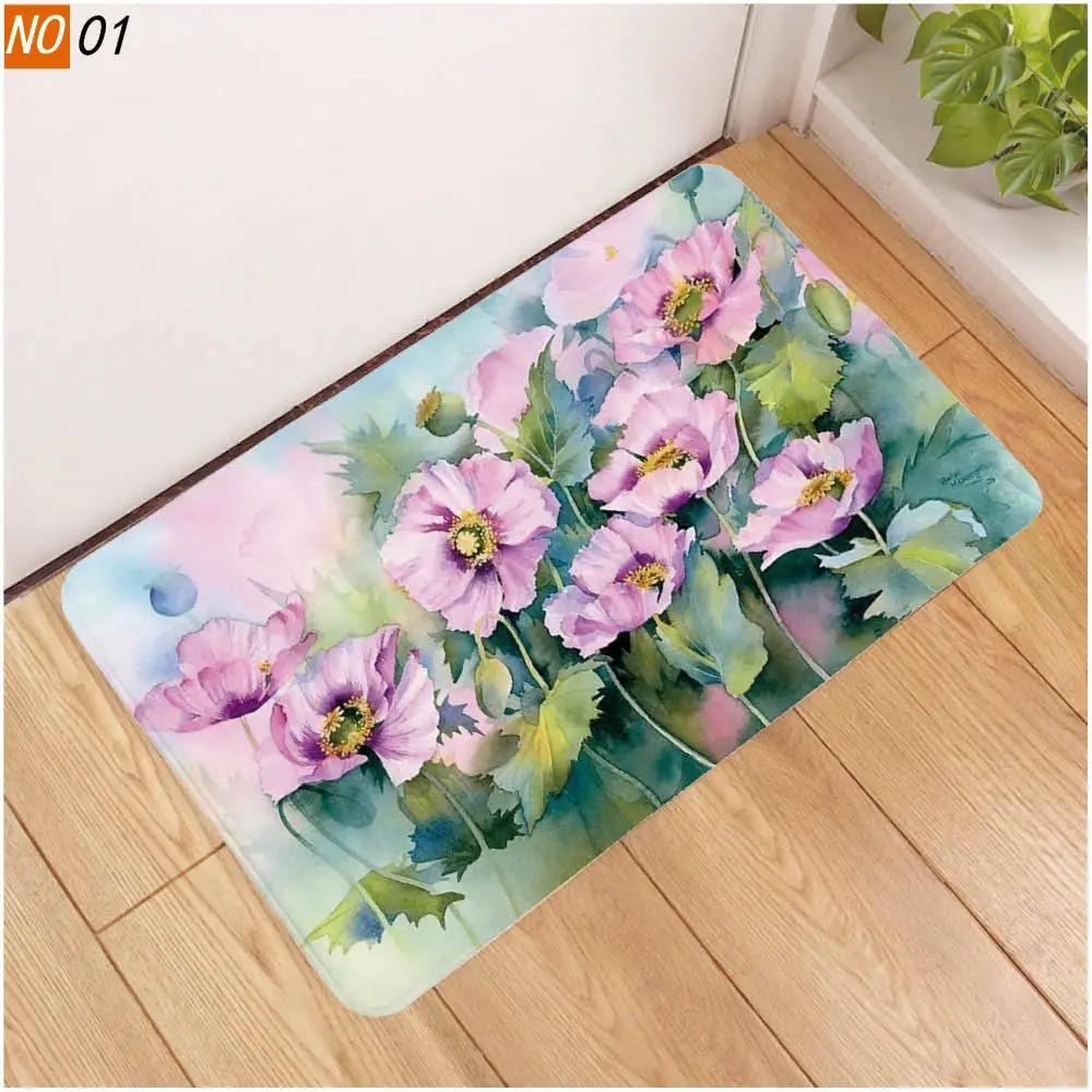 Flower Mat Pastoral 3D Door Floor Rug Anti-slip Home Hallway Bedroom Entrance Carpets Washable Bathroom Porch Decorative Doormat