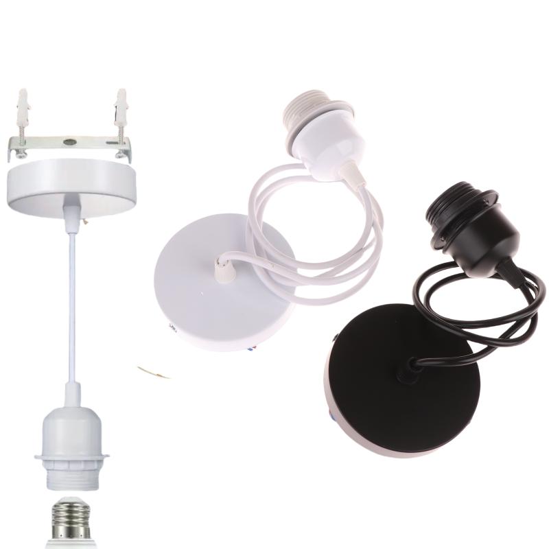 Black/White E27 Hanging Lamp Holder With 0.8/1/1.2/1.5M Cable Ceiling Lamp Holder Socket Half Teeth Lampshade Base DIY Lighting