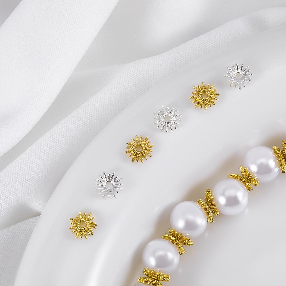 10pcs 15pcs 20pcs 18K Gold Plated Leaf Flower Bead Caps Bracelet Necklace Crafts Round Bead Cap DIY Jewelry Making Accessories