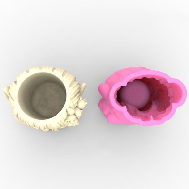 Geometric Little Girl Gypsum Silicone Molds Storage Box Mold for Making Succulent Plant Pot Flower Pot Pen Holder