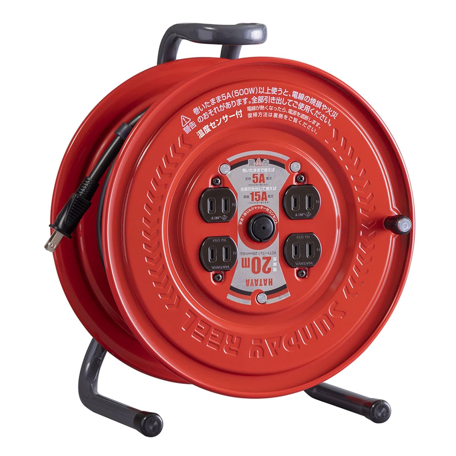 

HATAYA Cord 20m Standard Temperature Sensor Prevent Wire 4 Dustproof Flat Front for and Construction Sites S-20S Reel, Indoor, 100V, Cord, 1.25mm