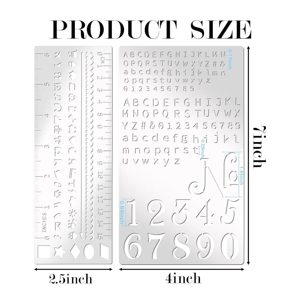 4 Pieces DIY Accessories DIY Metal Planner Stencil Reusable Rust-proof Letter Template Journal Engraving Stencils Journaling
