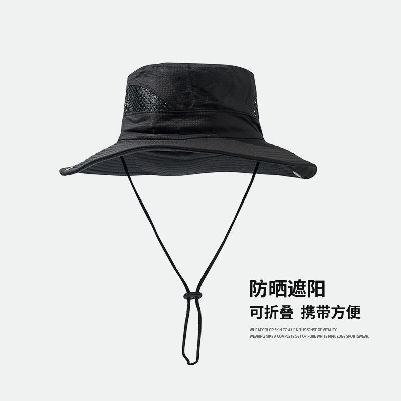 

Cross-Border Climbing Hat Quick-Drying Breathable Fashion All-Match Sun-Proof Outdoor Camping Men Spring and Summer Fishing Hat Side Mesh-Black All yards