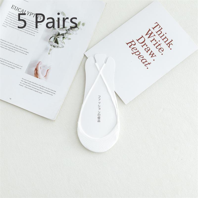 5 Par Skarpetek Damskie Halter Płytkie Odkryte Niewidoczne Skarpetki Lodowy Jedwab Skarpetki na Pół Stopy Poduszka na Przednią Stopę Odporne na Zużycie Skarpetki typu Łódka