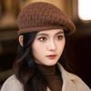 Women's Wool Beret Autumn and Winter Windproof Warm British Style Knitted Wool Hat Windproof Thick Warm Hat for Skiing, Running, Cycling