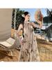 Apricot Women's Sleeveless Loose Summer Dress - New Chinese National Style