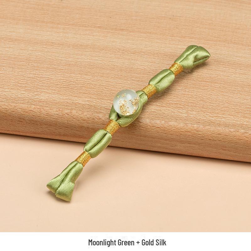 Hengmeihe Ręcznie Robiony Koralikowy Guzik Cheongsam ze Złotej Folii z Wykończeniem Złotą Nicią