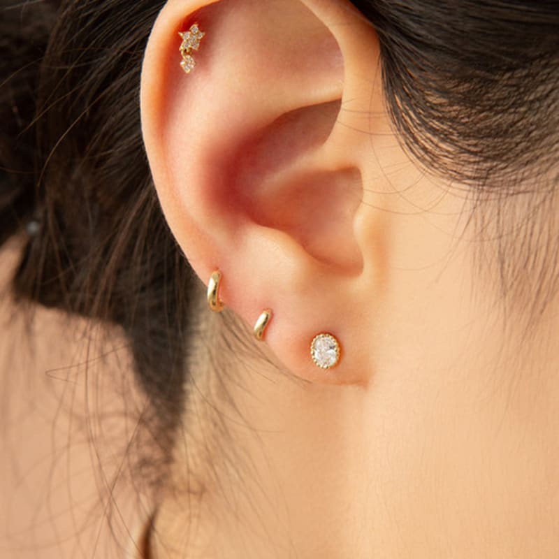 LUNNE 14k Star Cubic Drop Piercing (14K Gold) #W09