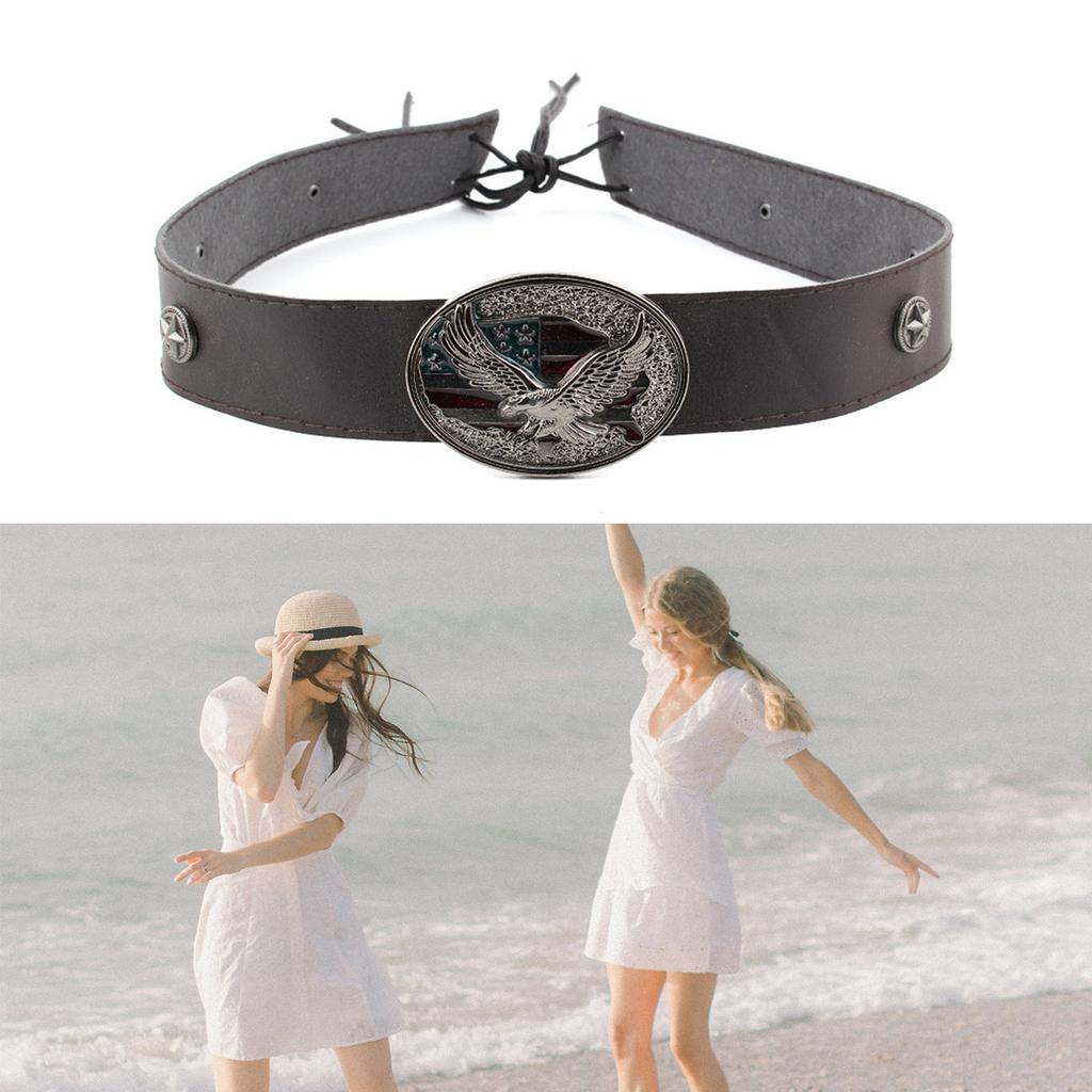 Carved Eagle Buckle Hat Belt for Cowboy Hat/Weaving Hat Western Style Multiple Functional Decorative Hat Strap for Adult