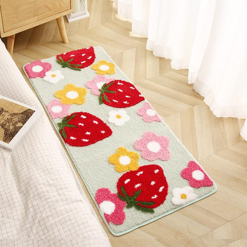 Inyahome Inside Plush Floor Mats Strawberry Bath Mats Rugs Decor Funny Tufted Microfiber Bath Rug Super Cozy Quick Dry Floor Mat