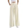High Waist Wide Leg Pleated Trousers for Women Loose Fit Long Pants with Zipper Closure and Elegant Design for Daily Wear