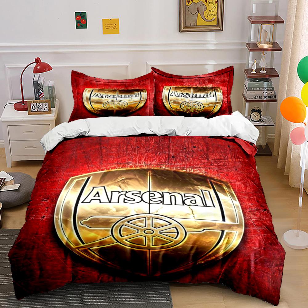 Arsenal Logo Set Biancheria da Letto Rossa Copripiumino Federe Decorazione per la Casa (1 * Copripiumino 2 * Federe, senza piumino)