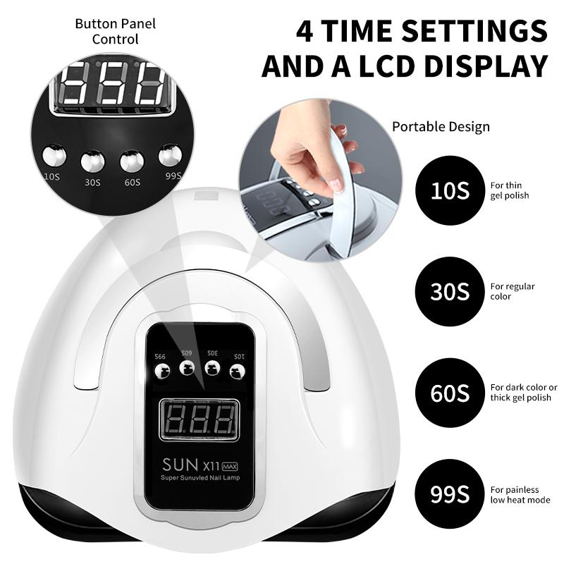SUN X11 MAX Professionelle Nageltrocknerlampe für Maniküre, 280 W, Nagelgel-Lack-Trocknungsmaschine mit automatischem Sensor, UV-LED-Nagellampe