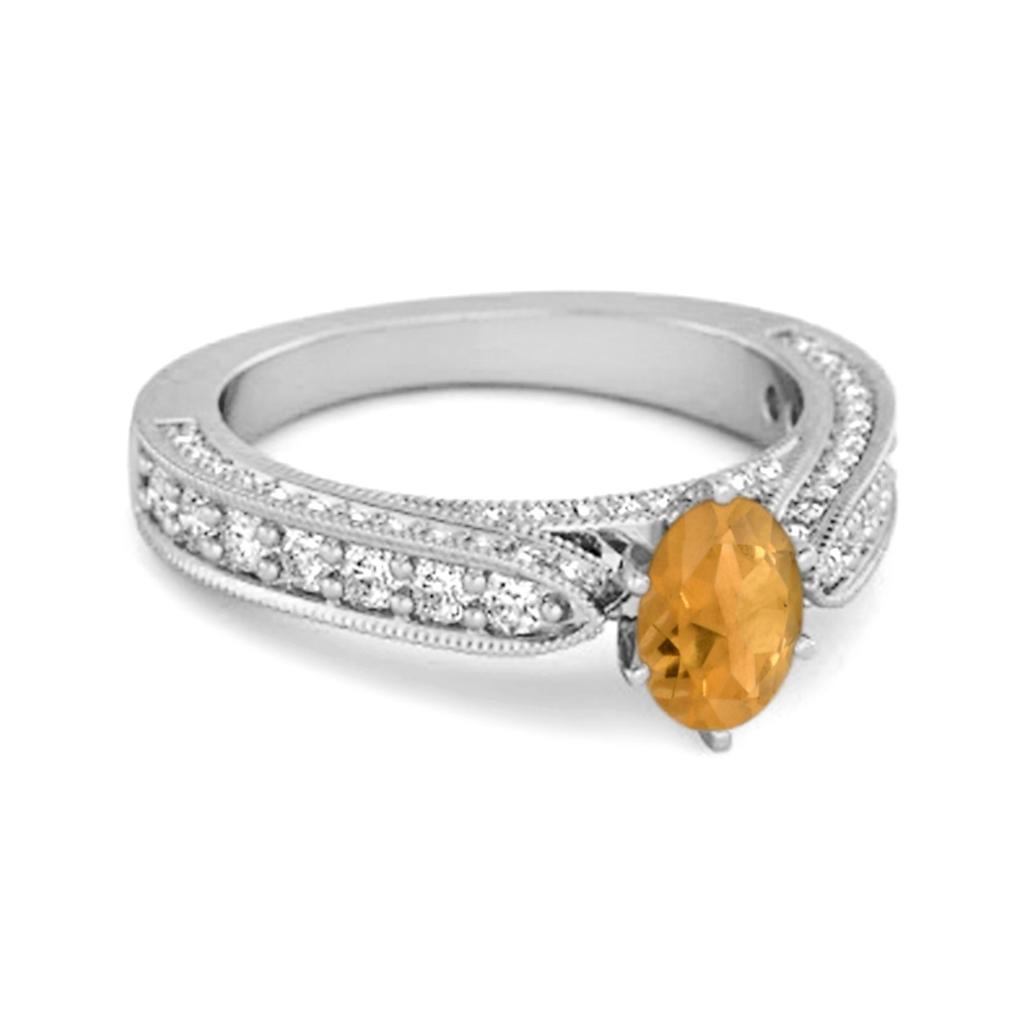 Citrine Tapered Five Stone Ring- 925 Sterling Silver