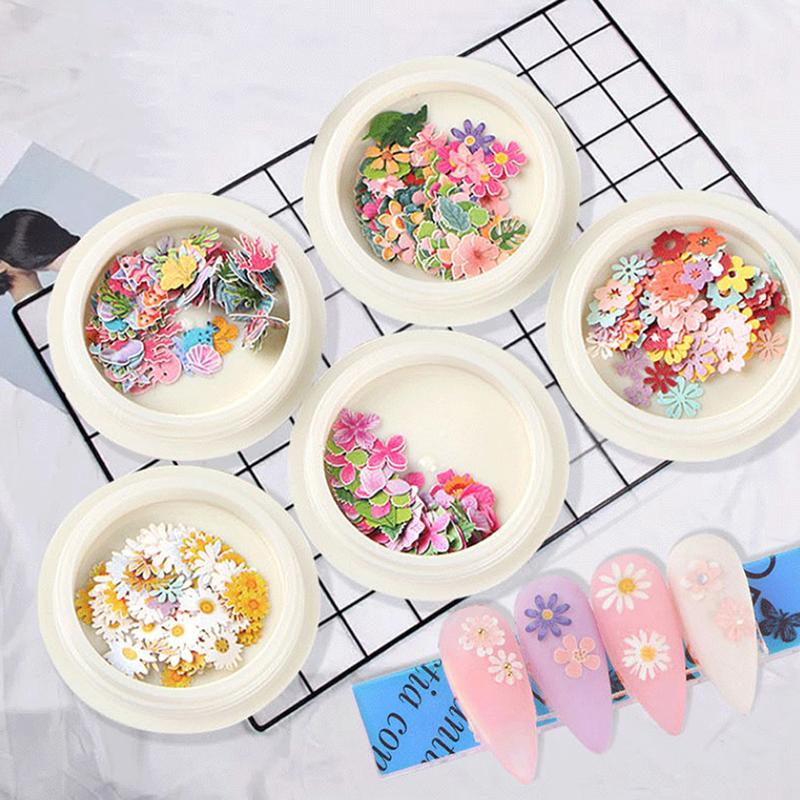 50 Pcs/Box Nail Art Charms Color Mixed Small Daisy Flower Rose Ultra Thin Wood Pulp Patch Diy Nail Art Jewelry Nail Accessories