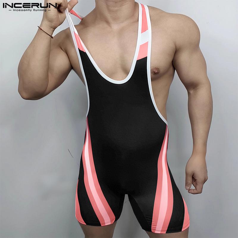 INCERUN Pánské Popruhy Bez Rukávů Potisk Písmen Přiléhavé Kombinézy Romper Body