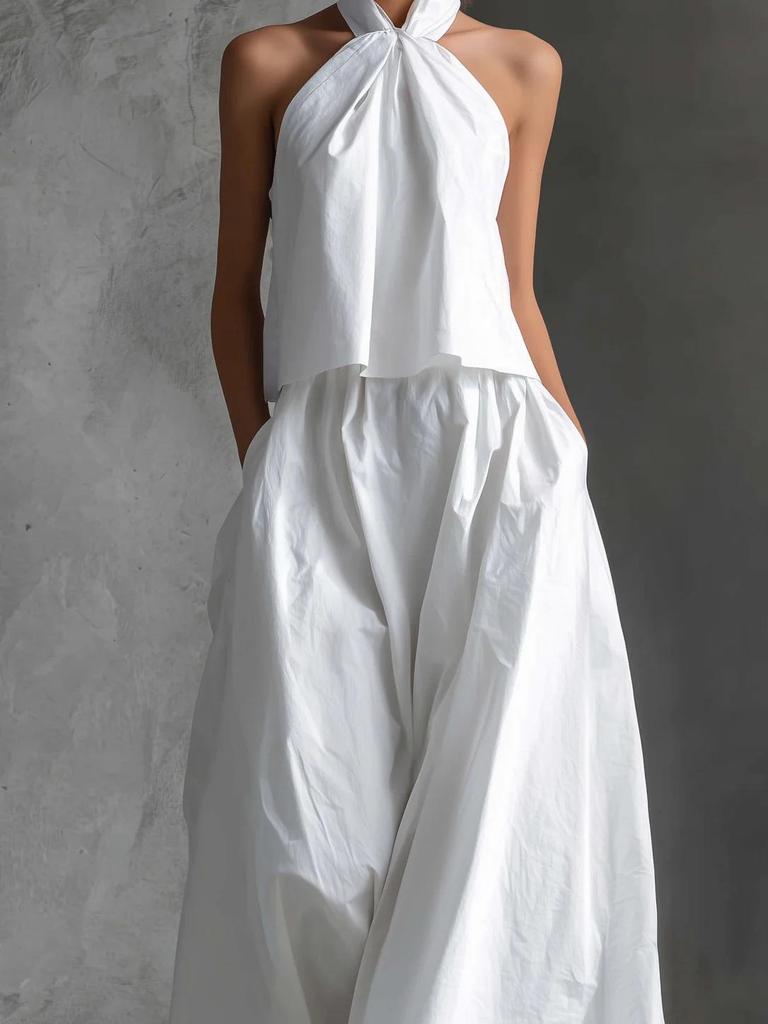 2026 Summer European & American Casual Sleeveless Top and High-Waisted Wide-Leg Pants Set for Women