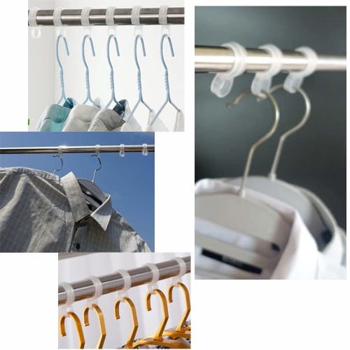 Hanger Stoppers, Windproof Hanger Catches (12-Pack) for Clothes Drying Pole Fixing, Clothes Drying Rack, Hanger Holder, Wind Protection, Plastic Hooks