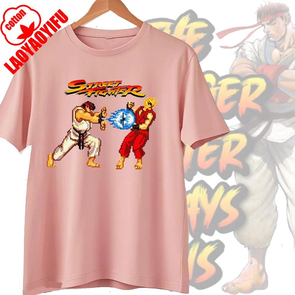 Street Fighter Chun-Li Ryu Printed Y2K New Couple Cotton T-Shirts Men Women Streetwear Casual Harajuku Retro Unisex Tee Top