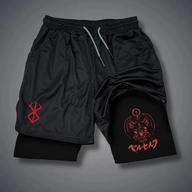 

Berserk Dark Shorts Double-Layer Pants Boxing Muay Thai Kickboxing Training Japan Cartoon Animation 3D Print Gym Sport Workout Fitness Cosplay Unise S