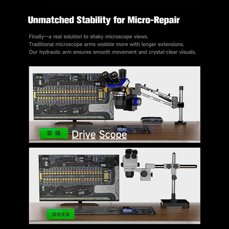 MECHANIC DVS-1 Hydraulic Shock-Absorbing Microscope Arm 360° Rotating for Mobile Phone Motherboard PCB Inspection Repair