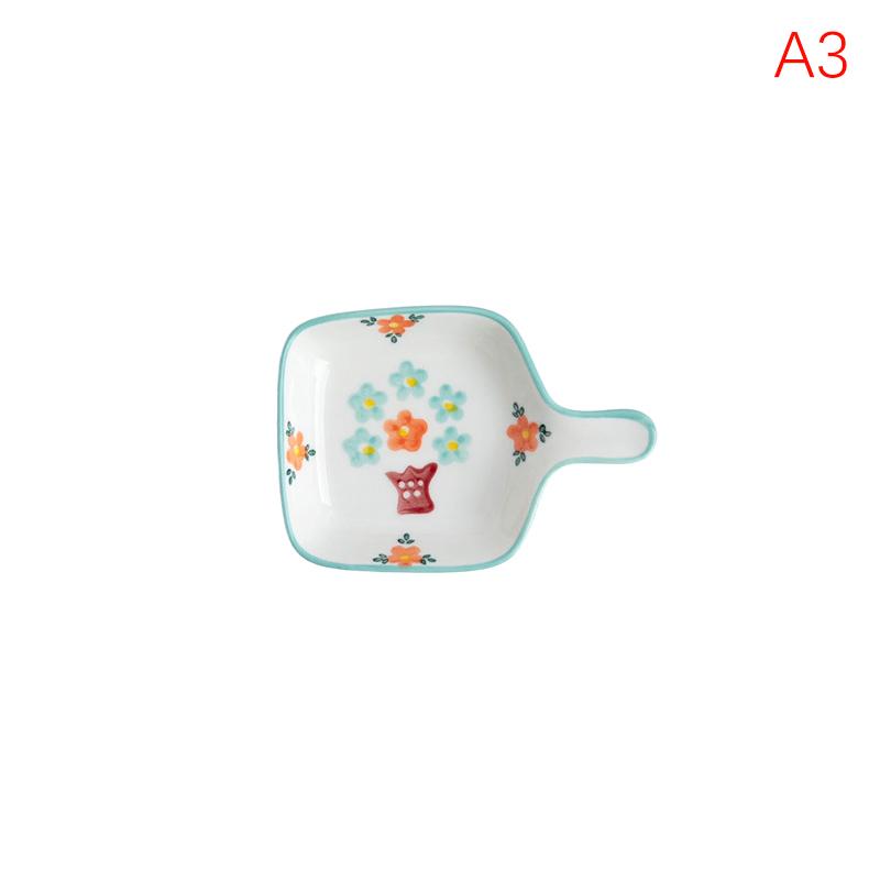 

Завтрак Десерт Тарелка Форма для выпечки в скандинавском стиле Креативная керамическая ручка Тарелка для микроволновой печи Подглазурные цветные тарелки