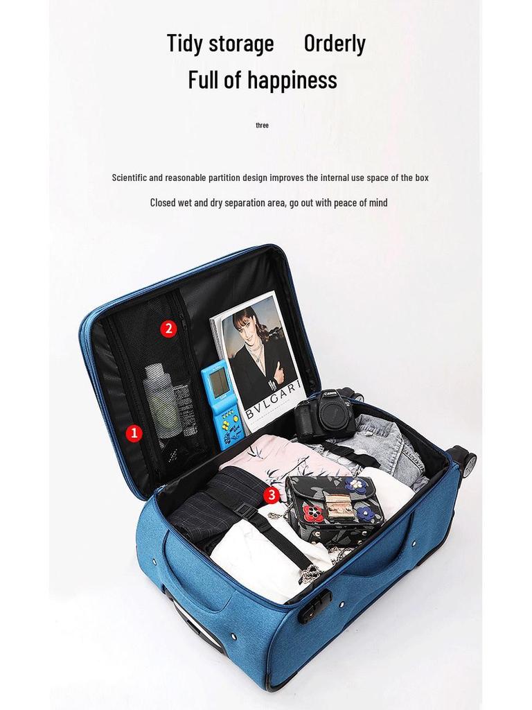 Large Capacity Oxford Cloth Trolley: 20-30 inch Suitcase with Universal Wheels and Password Lock for Men and Women, Ideal for Business Travel.