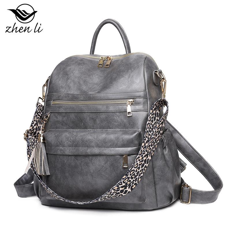 Large Capacity Trendy Retro Backpack, Soft Leather Dual-purpose Single Shoulder Bag, Women's Backpack